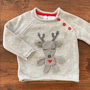 Kid’s Unisex Christmas Deer Appliqué Sweater